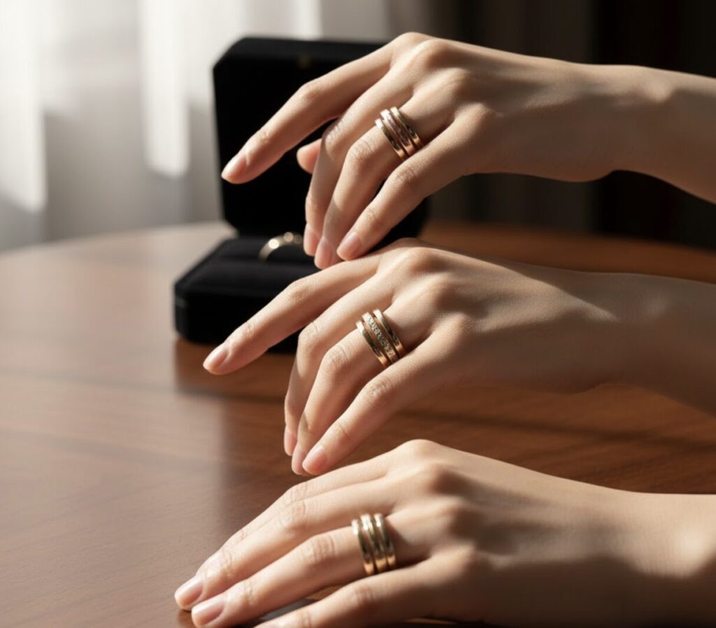 カルティエのトリニティリングを人差し指で楽しむモデル比較