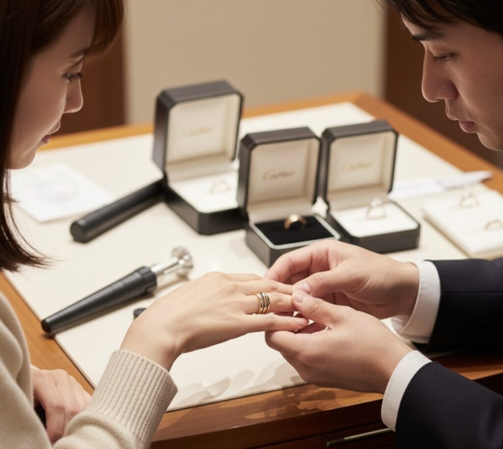 カルティエのトリニティリングを人差し指につける最適サイズ