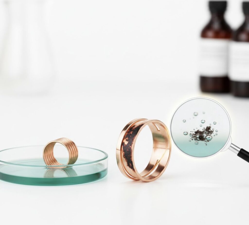 18Kピンクゴールド（PG）の赤黒い変色：銅と酸化反応