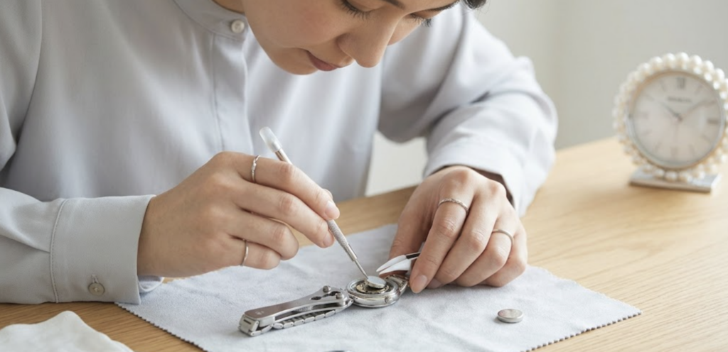 自分でミキモトの時計の電池を交換する具体的な手順